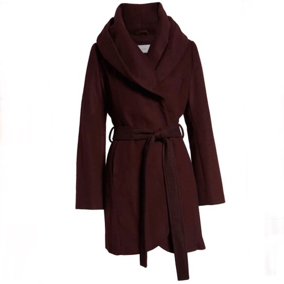 tahari wool blend wrap coat